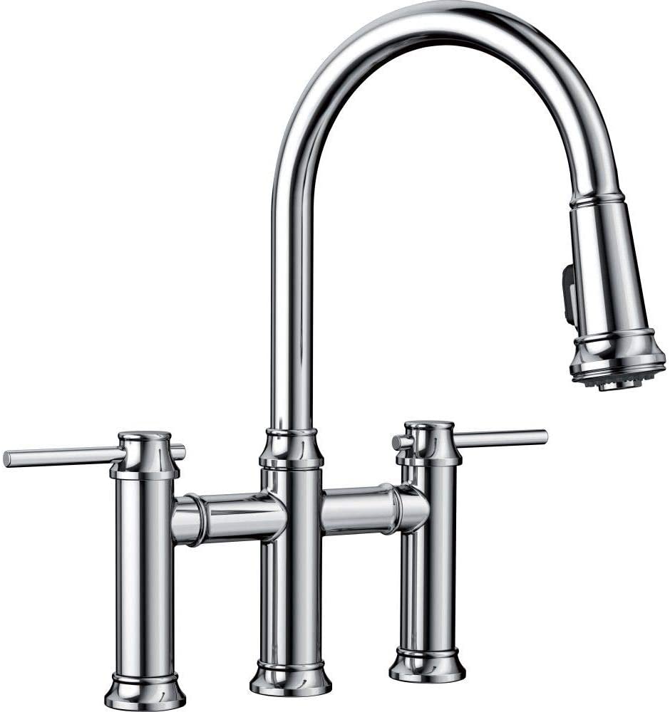 Empressa Pull-Down Dual Spray Bridge Kitchen Faucet 1.5 gpm - Chrome