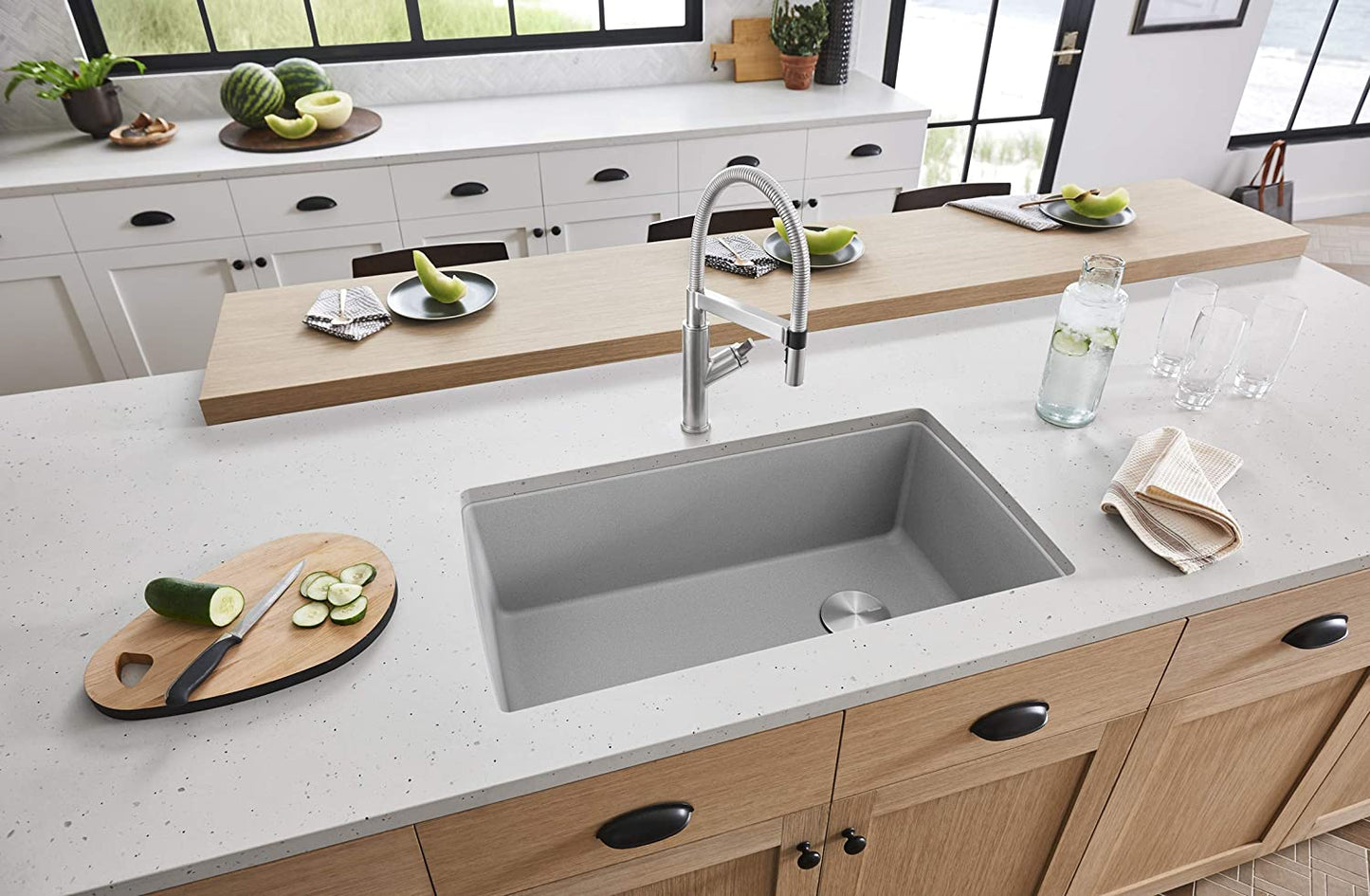 Diamond Super Single Drop-In or Undermount Kitchen Sink, 33.5" X 22" - Concrete Gray