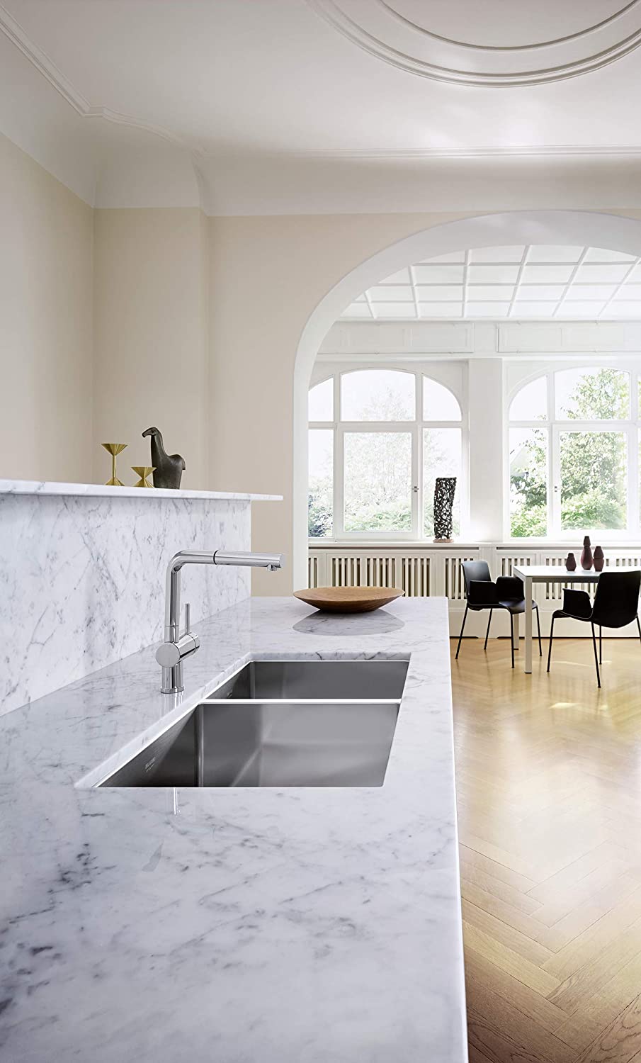 Precision 16" R10 Large Equal Double Bowl Undermount Kitchen Sink, 15.00 x 25.00 x 42.00 inches