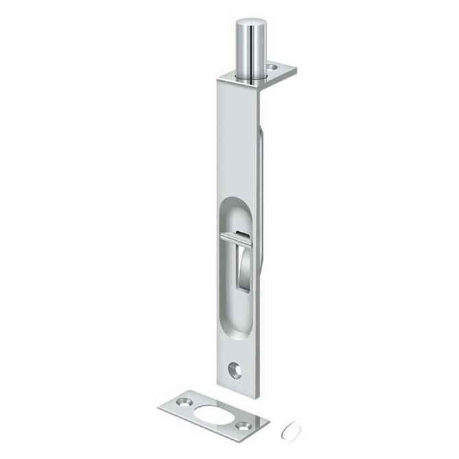 6FBS26 6" Flush Bolt; Heavy Duty; Square; Bright Chrome Finish