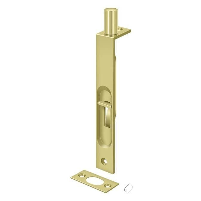6FBS3 6" Flush Bolt; Heavy Duty; Square; Bright Brass Finish