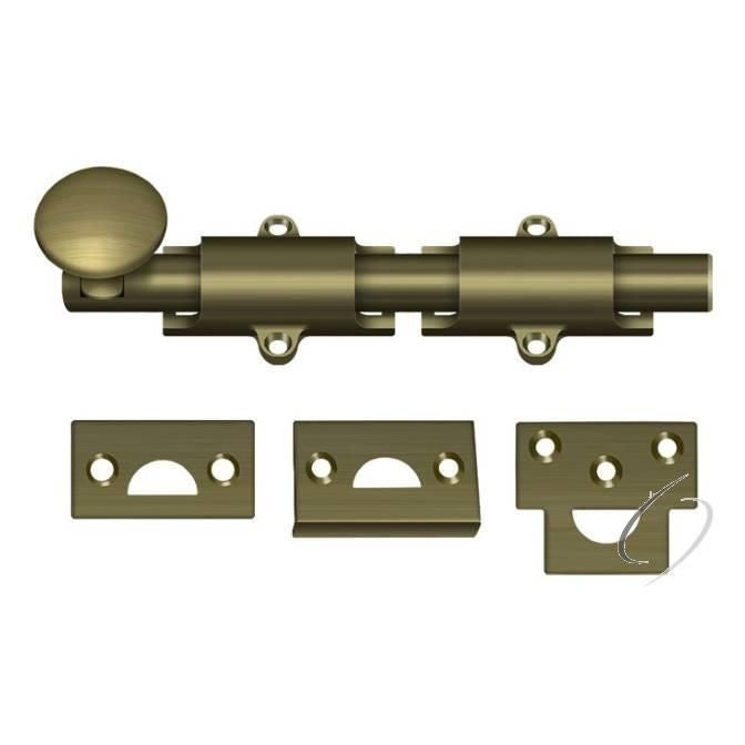 6SB5 6" Surface Bolt; Heavy Duty; Antique Brass Finish