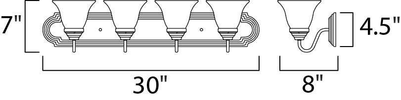 8014MROI - 4 Light Essentials - 801x 30" Vanity Light - Oil Rubbed Bronze