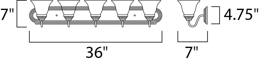 8015MRSN - 5 Light Essentials - 801x 36" Vanity Light - Satin Nickel