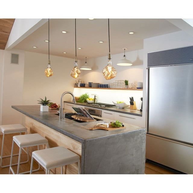 810126 - Cloth Cord Pendant with Socket and Glacier LED Light Bulb