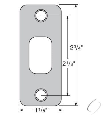 85279-009 1-1/8" x 2-3/4" Radius Corner Deadbolt Strike Satin Nickel Finish