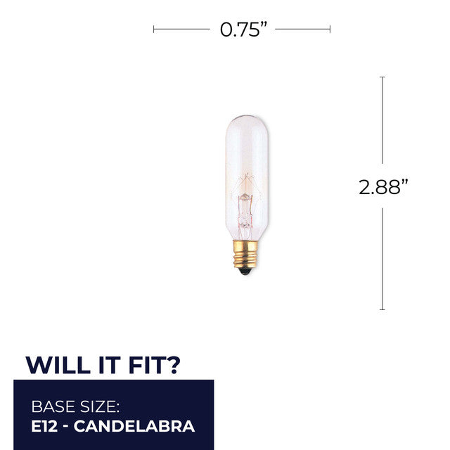 707125 - T6 Tubular Clear Appliance / Amusement Light Bulb - 25 Watt - 120 Volt - 25 Pack