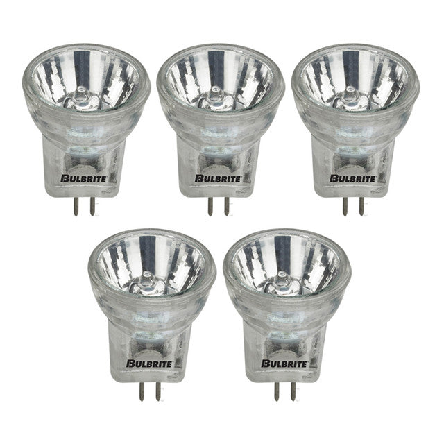 648120 - MR8 Clear Halogen Light Bulb with GU4 Base - 23 Degree Beam Spread - 20 Watt - 5 Pack
