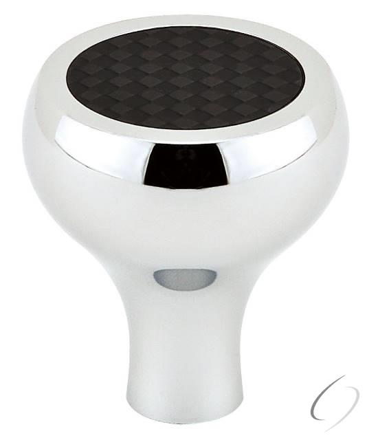 86368US26 Carbon Fiber Black 1-1/4" Cabinet Knob Bright Chrome Finish