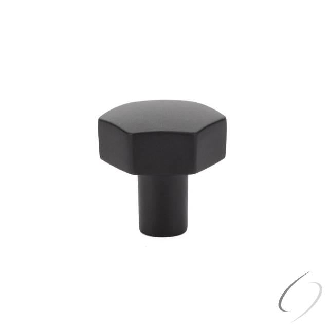 1-1/8" Mod Hex Cabinet Knob Flat Black Finish