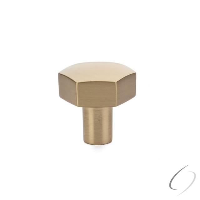 1-1/8" Mod Hex Cabinet Knob Satin Brass Finish
