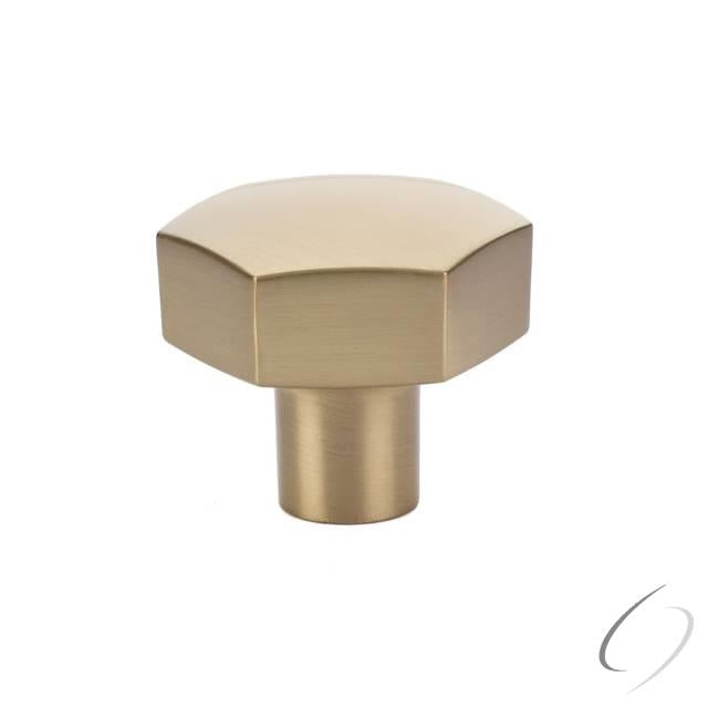 1-1/2" Mod Hex Cabinet Knob Satin Brass Finish