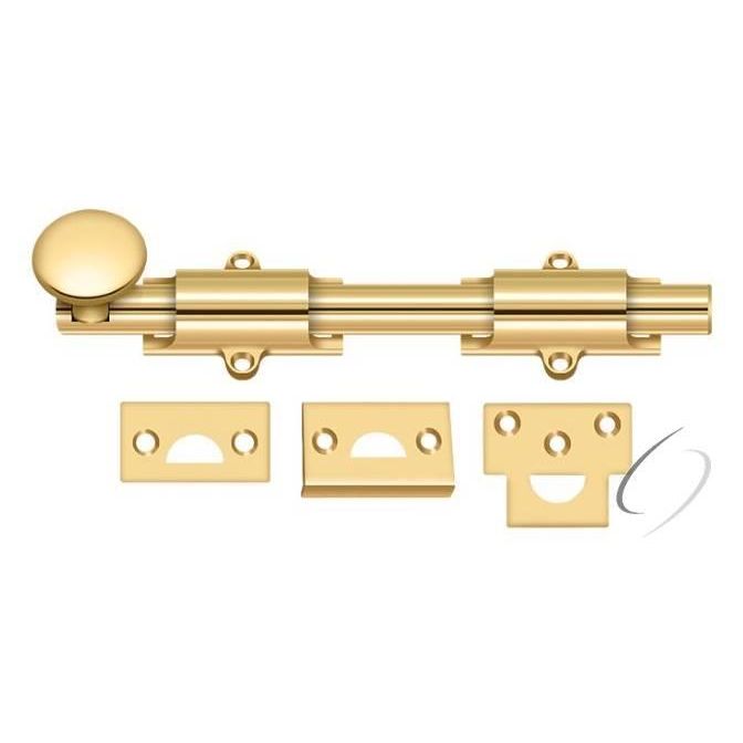 8SB003 8" Surface Bolt; Heavy Duty; Lifetime Brass Finish