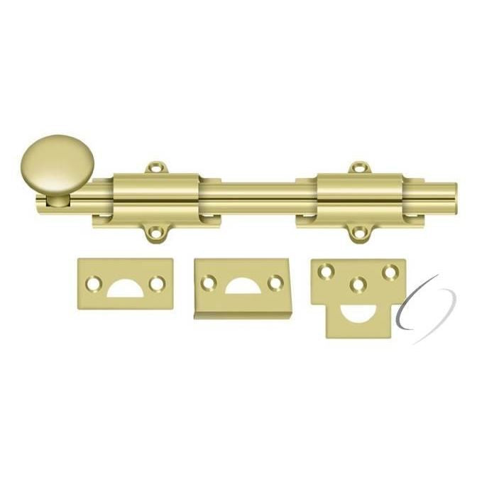 8SB3 8" Surface Bolt; Heavy Duty; Bright Brass Finish