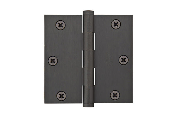 Emtek Pair of 3-1/2" x 3-1/2" Square Steel Residential Duty Hinges Flat Black Finish