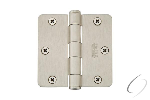 Emtek 91023US15 Pair of 3-1/2" x 3-1/2" 1/4" Radius Steel Residential Duty Hinges Satin Nickel Finis