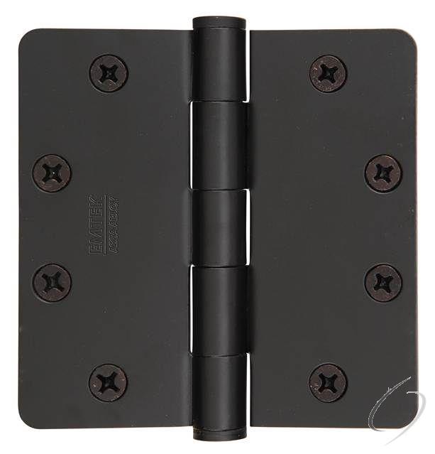 Emtek 92014FB - Pair of 4" x 4" Square Steel Heavy Duty Hinges Flat Black Finish
