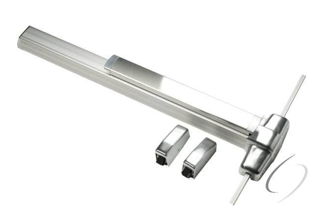 4' Fire Rated Surface Vertical Rod Grooved Case Exit Device; Satin Chrome Finish