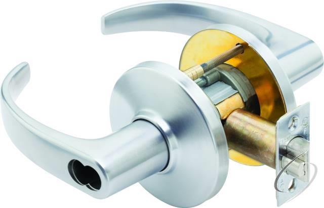 9K Series 2-3/4" Backset 7 Pin Storeroom 14 Lever and D Rose with ANSI Strike Less Core Satin Chrome