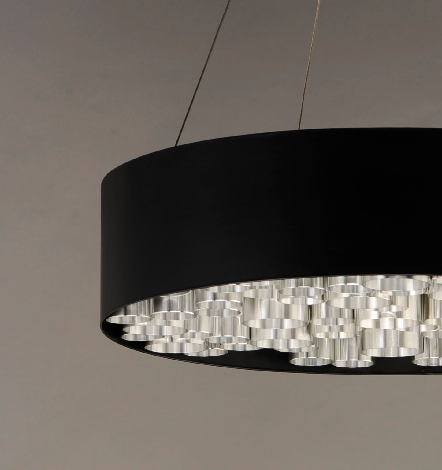 E32785-BKAL - 13 Light Pipes 24" Chandelier - Black / Brushed Aluminum