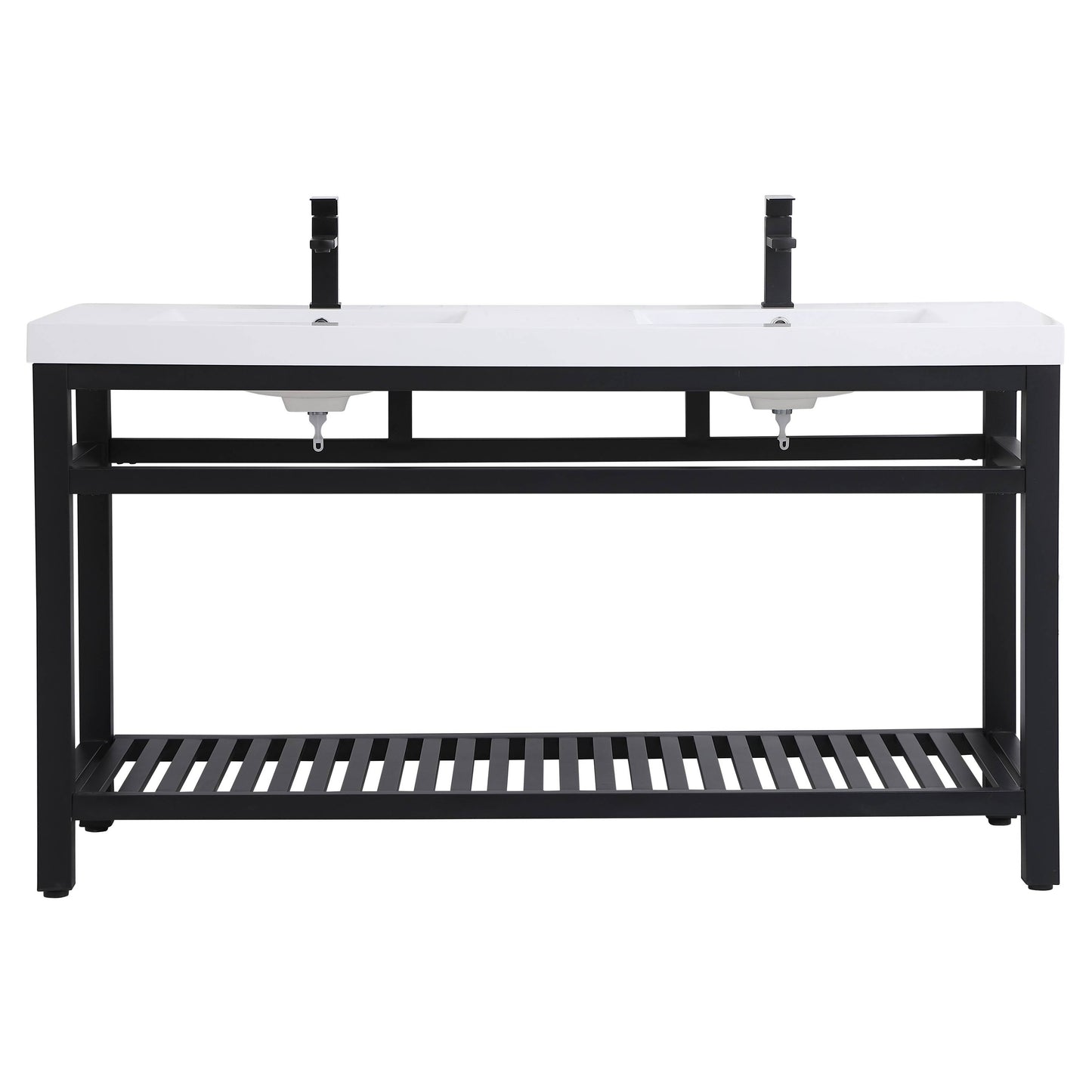 VF14060DBK 60" Double Bathroom Metal Vanity in Black