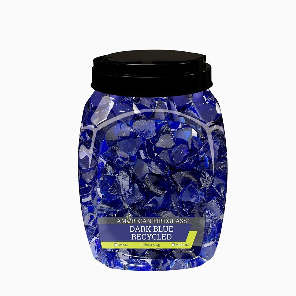 CG-DKBLUE-M-10-J - Dark Blue Recycled Medium Fire Pit Glass