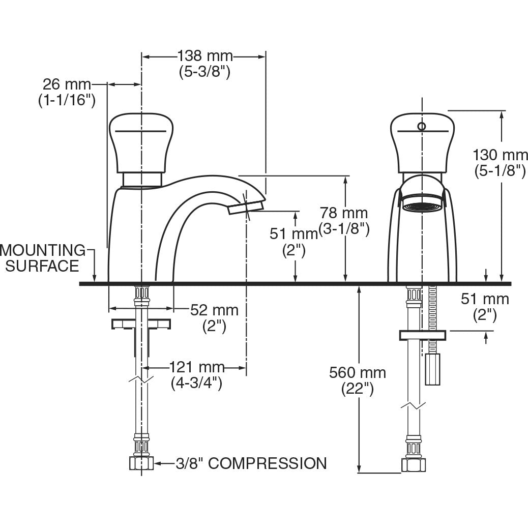 1340109.002 -Metering Pillar Tap with Extended Spout - 1.0 GPM