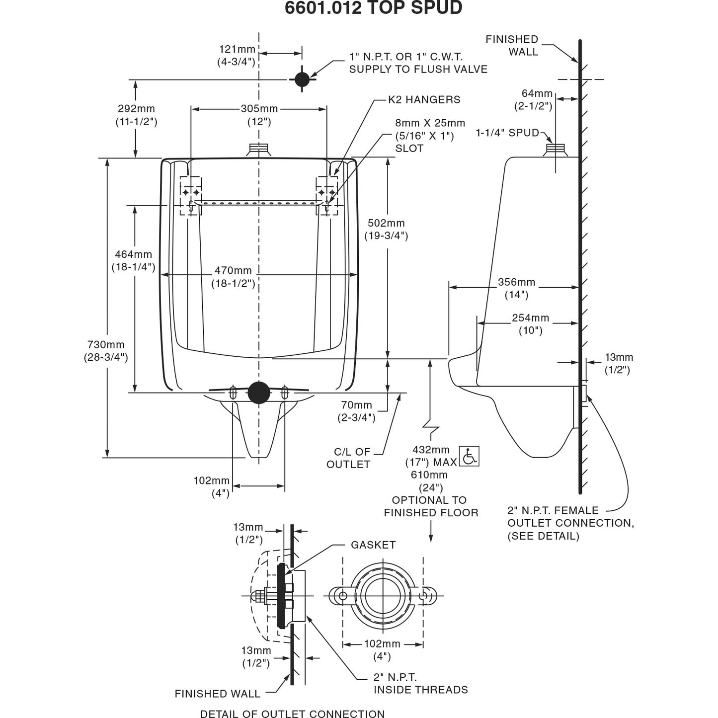 6601012.020 - Lynbrook 1.0 GPF Top Spud Blowout - White