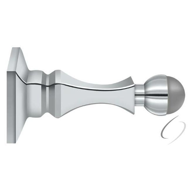 BDH35U26 3-1/2" Baseboard Door Bumper; Solid Brass; Bright Chrome Finish