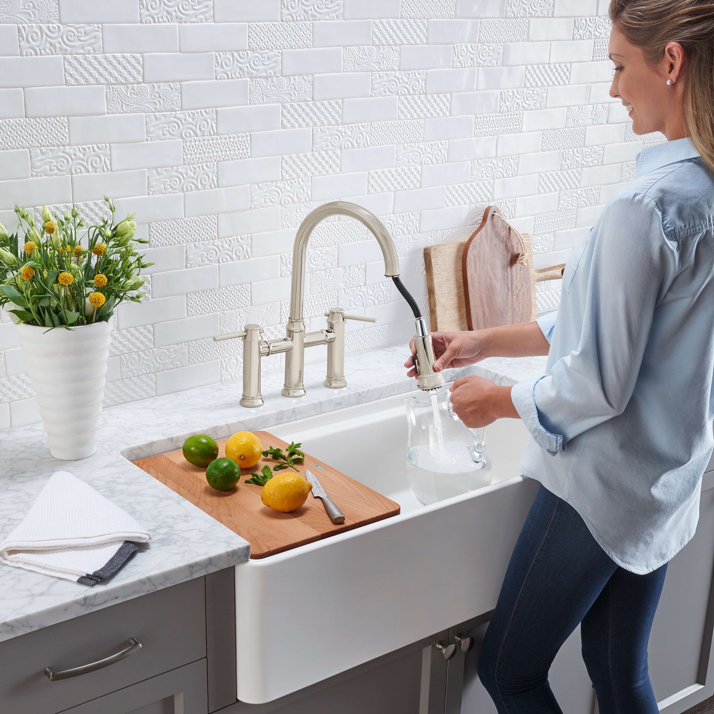 Blanco 523026 - Profina 36" Apron Front Farmhouse Kitchen Sink with Cutting Board in White