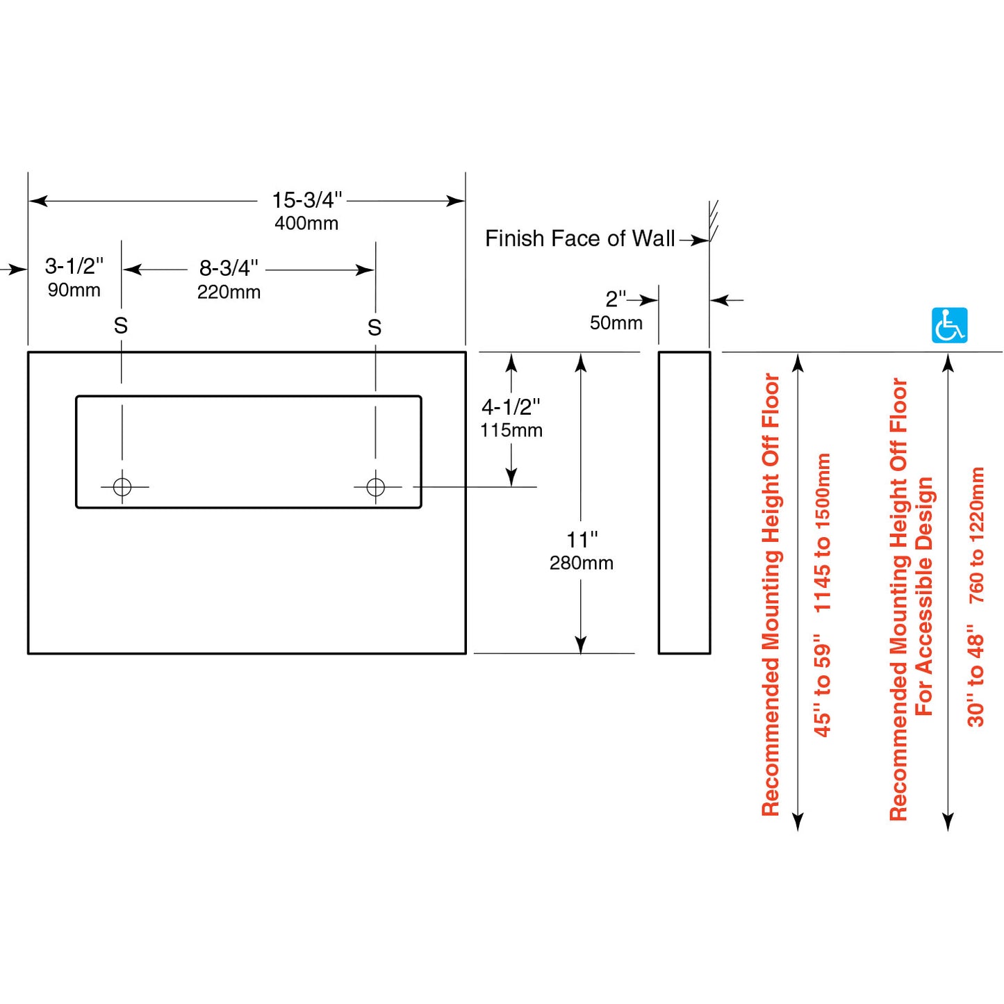Bobrick 221 - Surface Mounted Toilet Seat Cover Dispenser in Satin Stainless Steel
