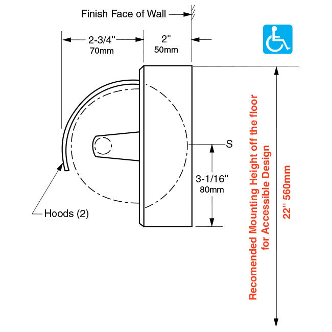 Bobrick 6999 - Surface Mounted Dual-Roll Toilet Tissue Dispenser with Hoods in Polished Stainless St