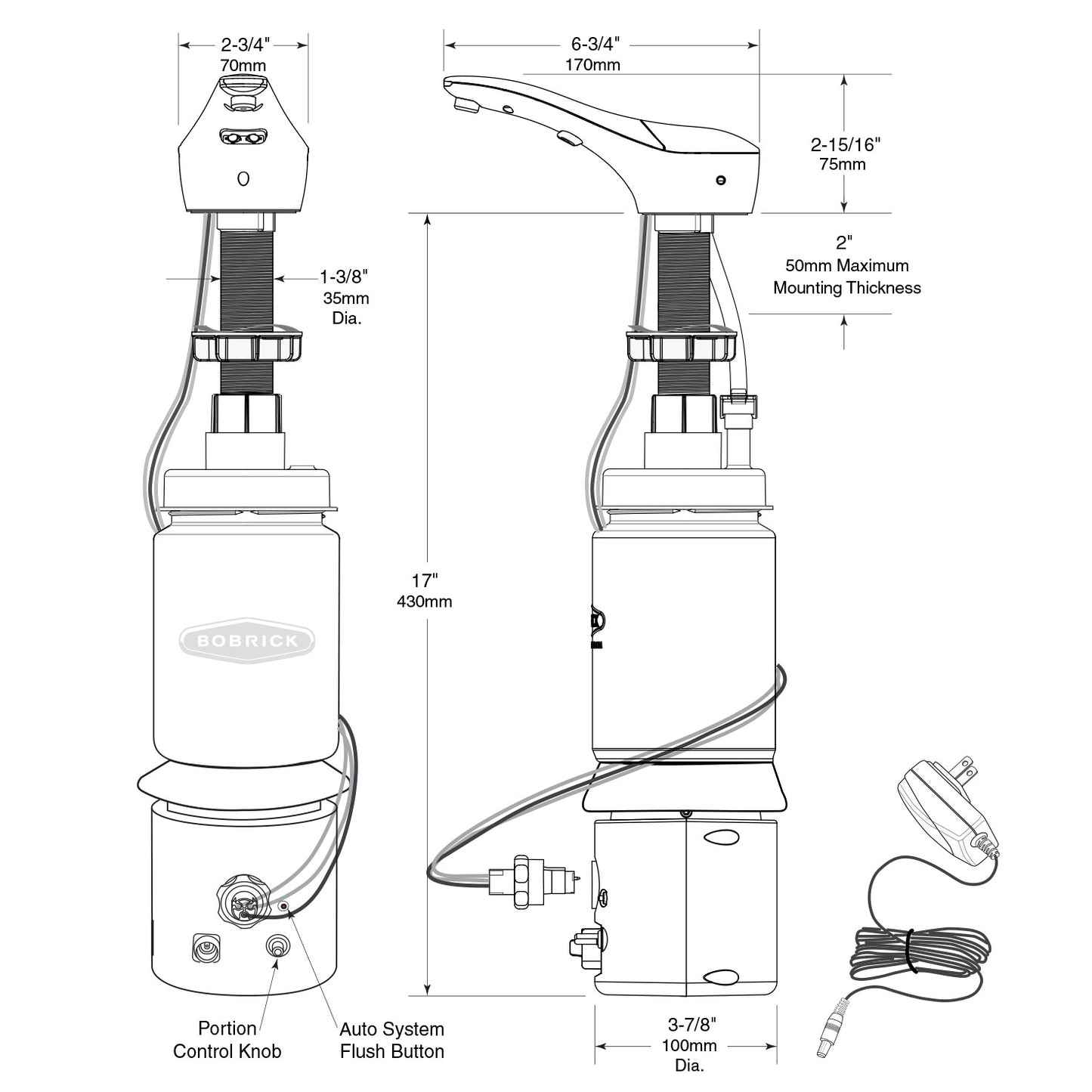 Bobrick 855 - Designer Series Counter-Mounted Automatic Liquid Soap Dispenser in Brushed Nickel