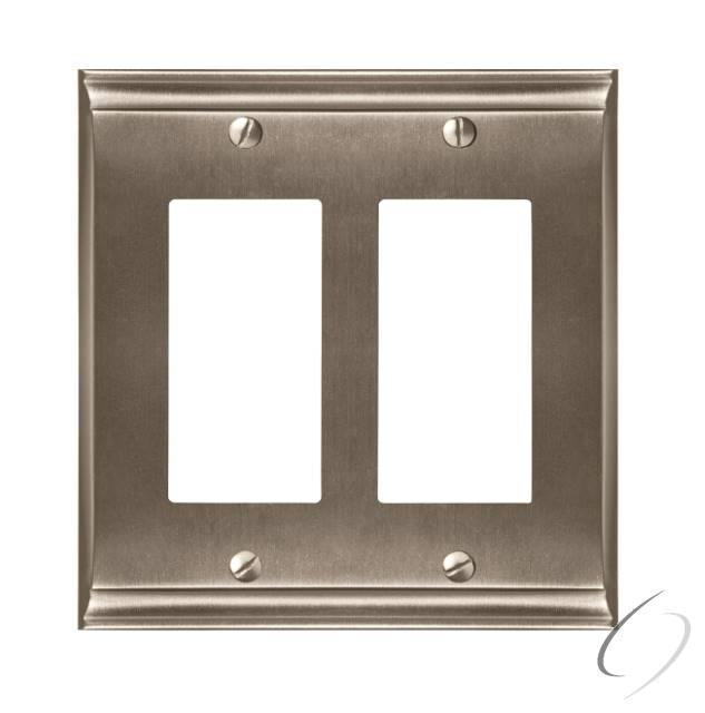 BP36505G10 7-3/10" x 4-3/4" Candler Double Rocker Wall Plate Satin Nickel Finish