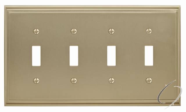 BP36517BBZ 8-3/10" x 6-3/10" Mulholland Quad Toggle Wall Plate Golden Champagne Finish