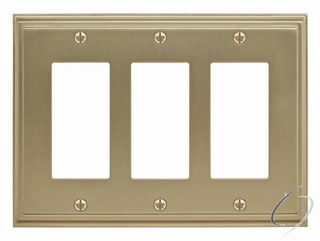 BP36520BBZ 7-3/10" x 4-3/4" Mulholland Triple Rocker Wall Plate Golden Champagne Finish