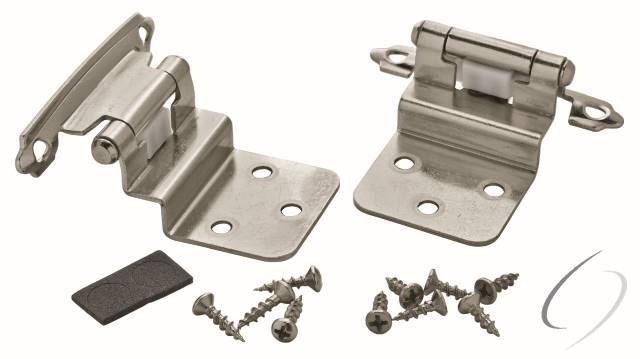 Amerock BPR3428G9 3/8" (10 mm) Inset Self Closing Face Mount Cabinet Hinge 2 Pack Sterling Nickel Fi