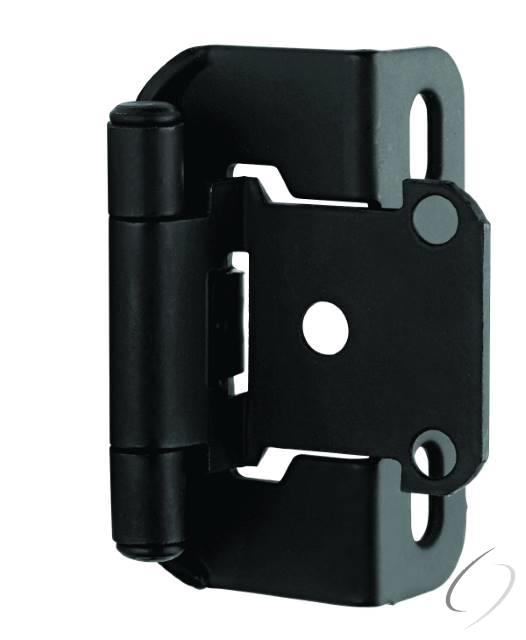 Amerock BPR7550FB 1/2" (13 mm) Overlay Self Closing Partial Wrap Cabinet Hinge 2 Pack Flat Black Finish