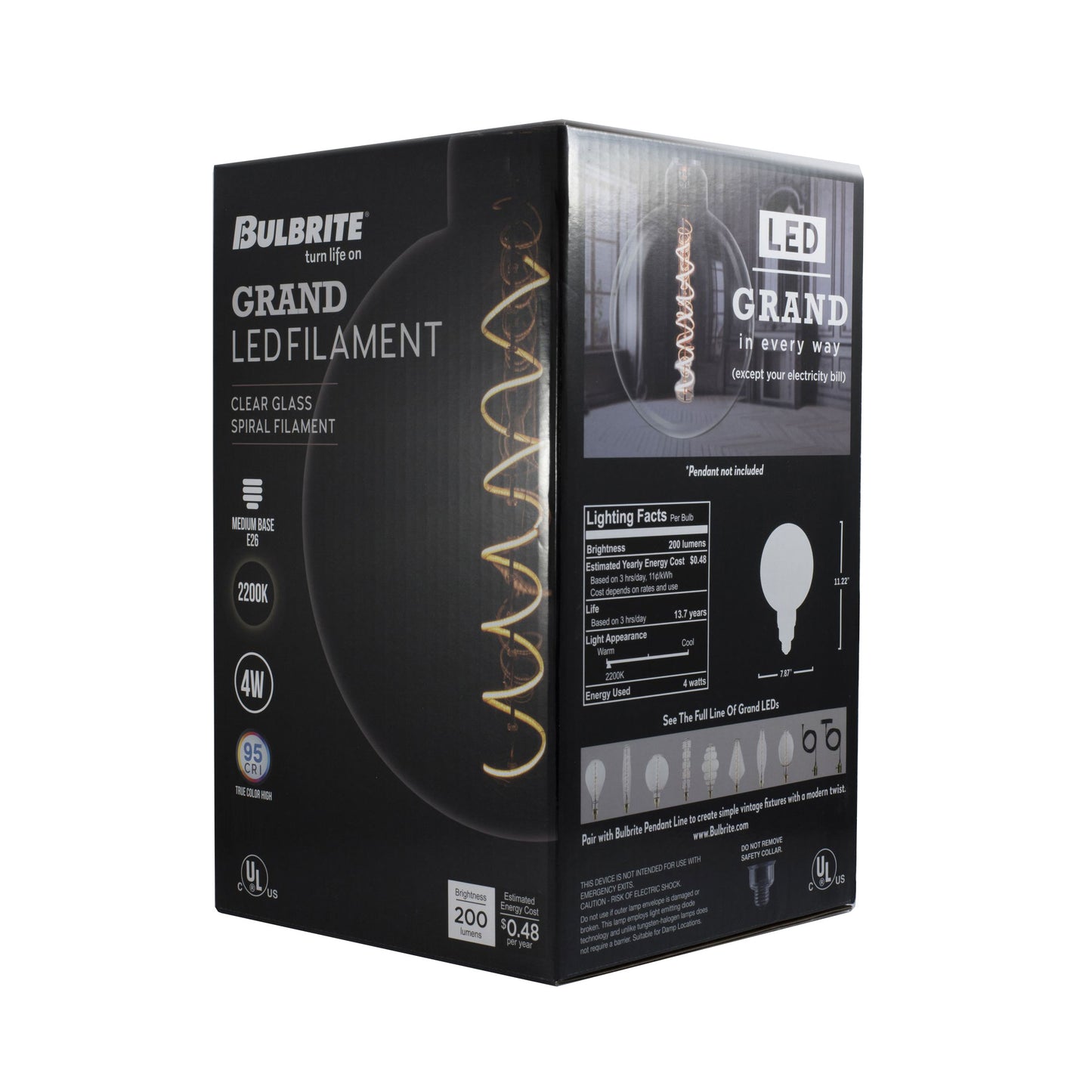 776302 - Grand Filaments G63 Oversized LED Light Bulb - 4 Watt - 2200K