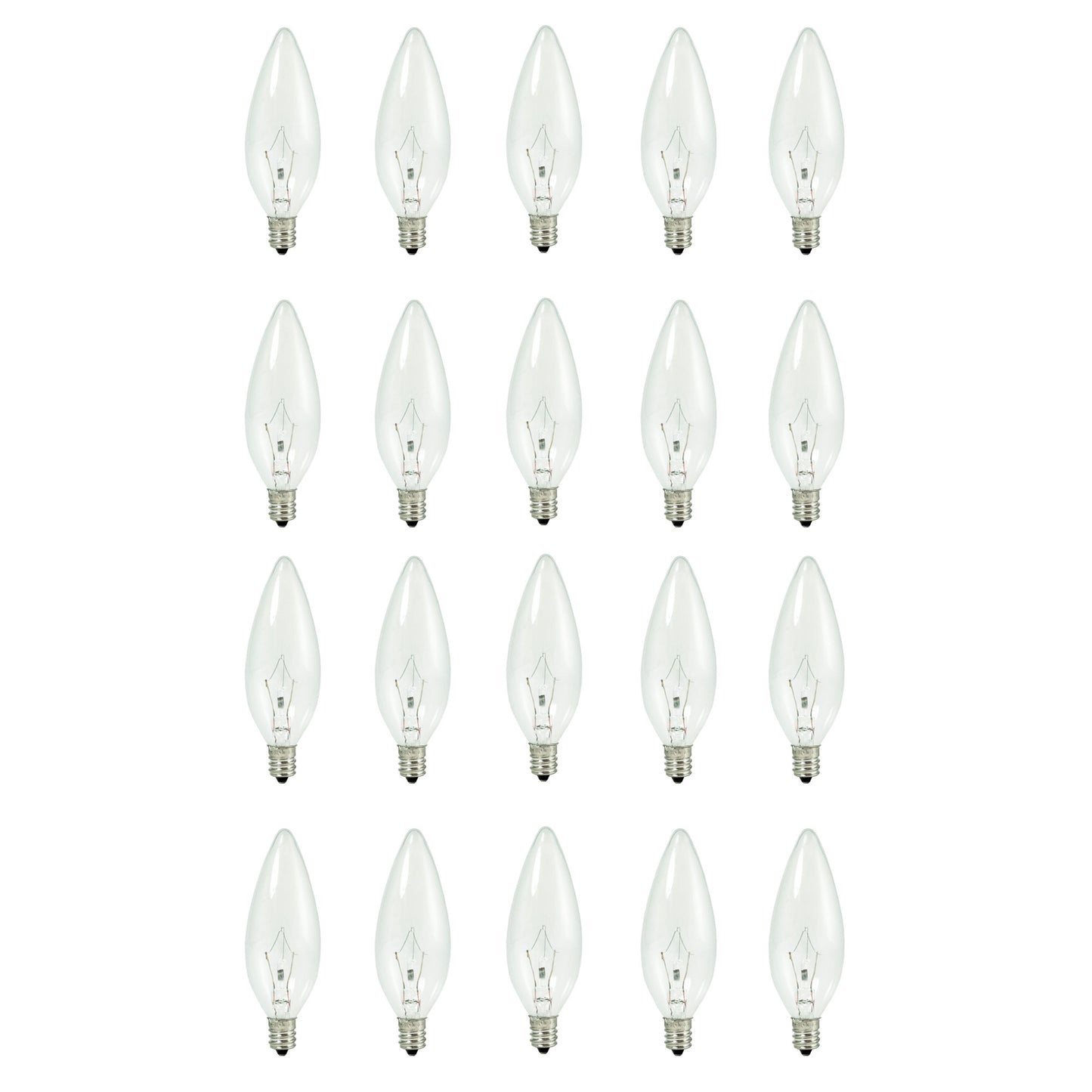 460040 - Krypton Torpedo B10 Candelabra Light Bulb - 40 Watt - 20 Pack