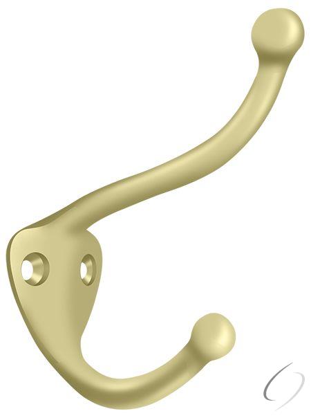 CAHH3U3-UNL Coat & Hat Hook; Unlacquered Bright Brass Finish