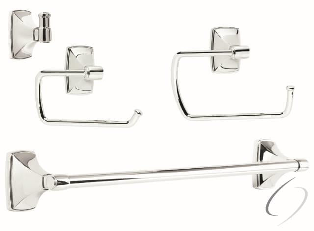 CLARENDON263 Bathroom Kit with BH2650026 Tissue Roll Holder BH2650126 Towel Ring BH2650326 Towel Bar BH2650226 Robe Hook Bright Chrome Finish