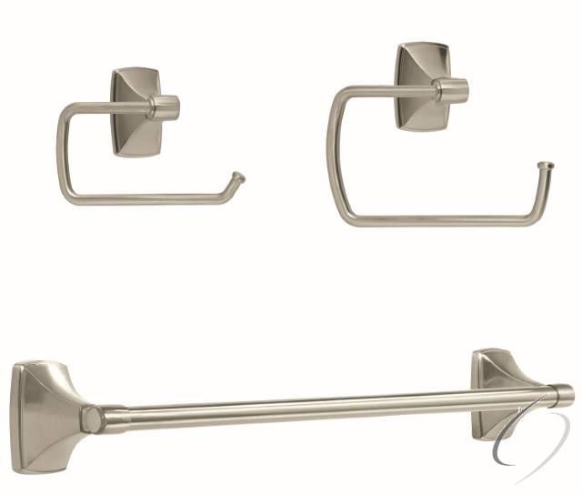 CLARENDONG101 Bathroom Kit with BH26500G10 Tissue Roll Holder BH26501G10 Towel Ring BH26503G10 Towel Bar Satin Nickel Finish
