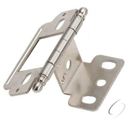 Amerock CM3180TBG9 3/4" (19 mm) Full Inset Partial Wrap Ball Tip Cabinet Hinge Sterling Nickel Finis