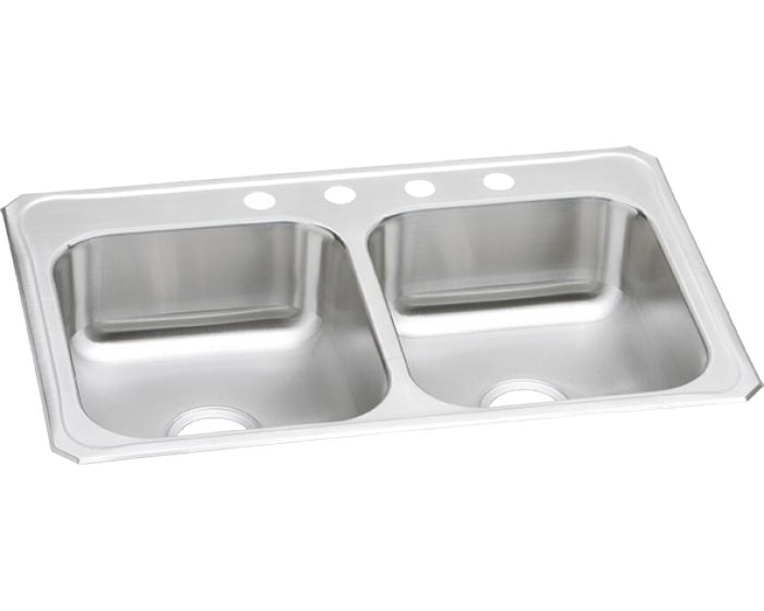 Elkay CR33224 - 20 Gauge Stainless Steel 33" x 22" x 7" Double Bowl Drop-in Kitchen Sink