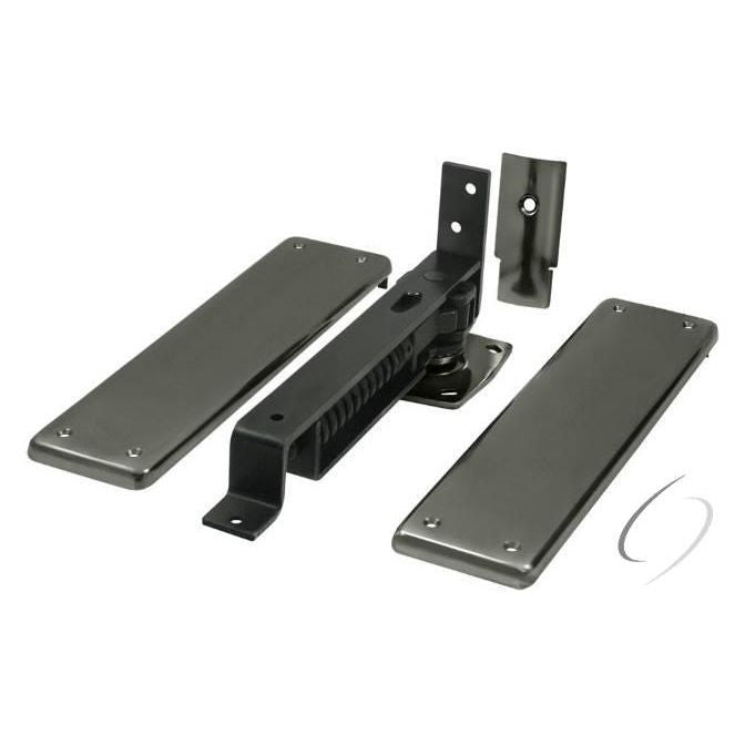 DASH95U15A Spring Hinge; Double Action with Solid Brass Cover Plates; Antique Nickel Finish