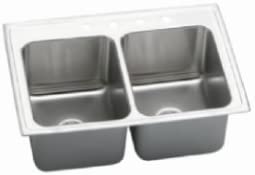 Elkay DLR3322123 - 18 Gauge Stainless Steel 33" x 22" x 12.125" Double Bowl Drop-in Kitchen Sink