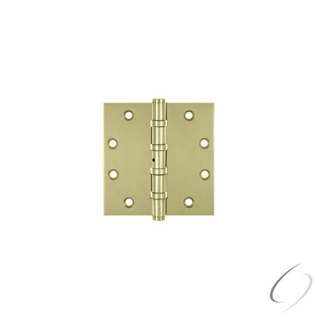 DSB45NB3-UNL 4-1/2" x 4-1/2" Square Hinge; Ball Bearings; Unlacquered Bright Brass Finish