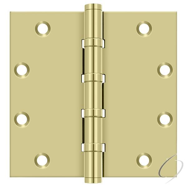 DSB55B3-UNL 5" x 5" Square Ball Bearing Hinge; Unlacquered Bright Brass Finish