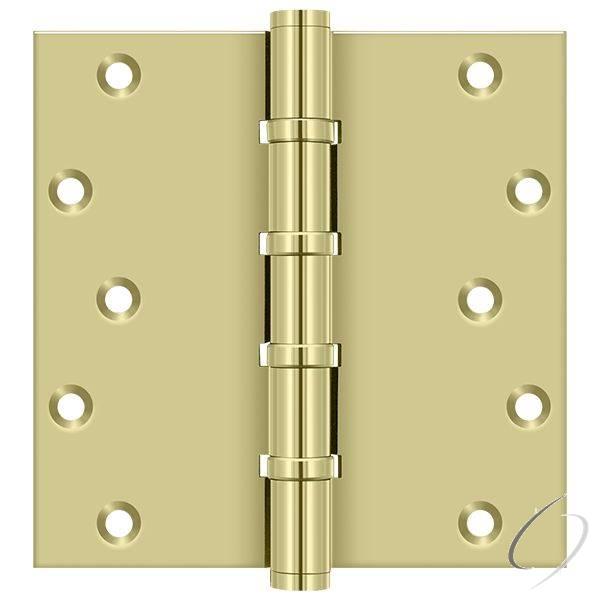 DSB66BB3-UNL 6" X 6" Square Ball Bearing Hinge; Unlacquered Bright Brass Finish